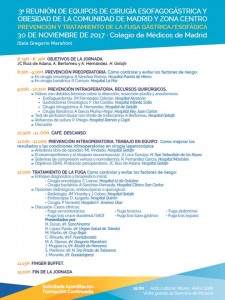 PROGRAMA 3º REUNIÓN DE CIRUGÍA ESOFAGOGÁSTRICA Y BARIÁTRICA